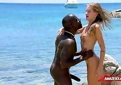 Wifes african girl lick dick on beach
