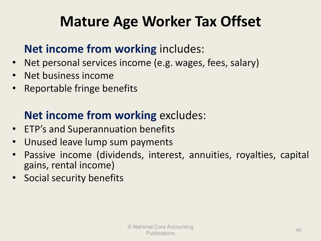 Jessica R. recomended age tax offset worker Mature