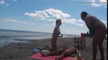 Female italian masturbate cock on beach