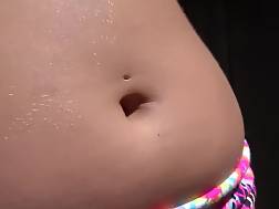 Extreme close blonde belly button
