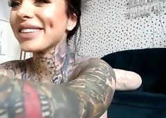 Sexy tattooed blonde rides dick perfectly
