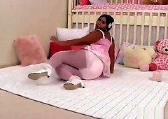 Adriana wets masturbates pink diaper