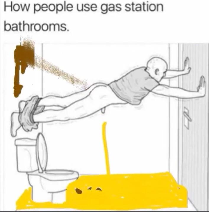 Peeing gas station