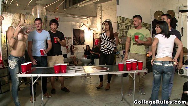 College strip beer pong