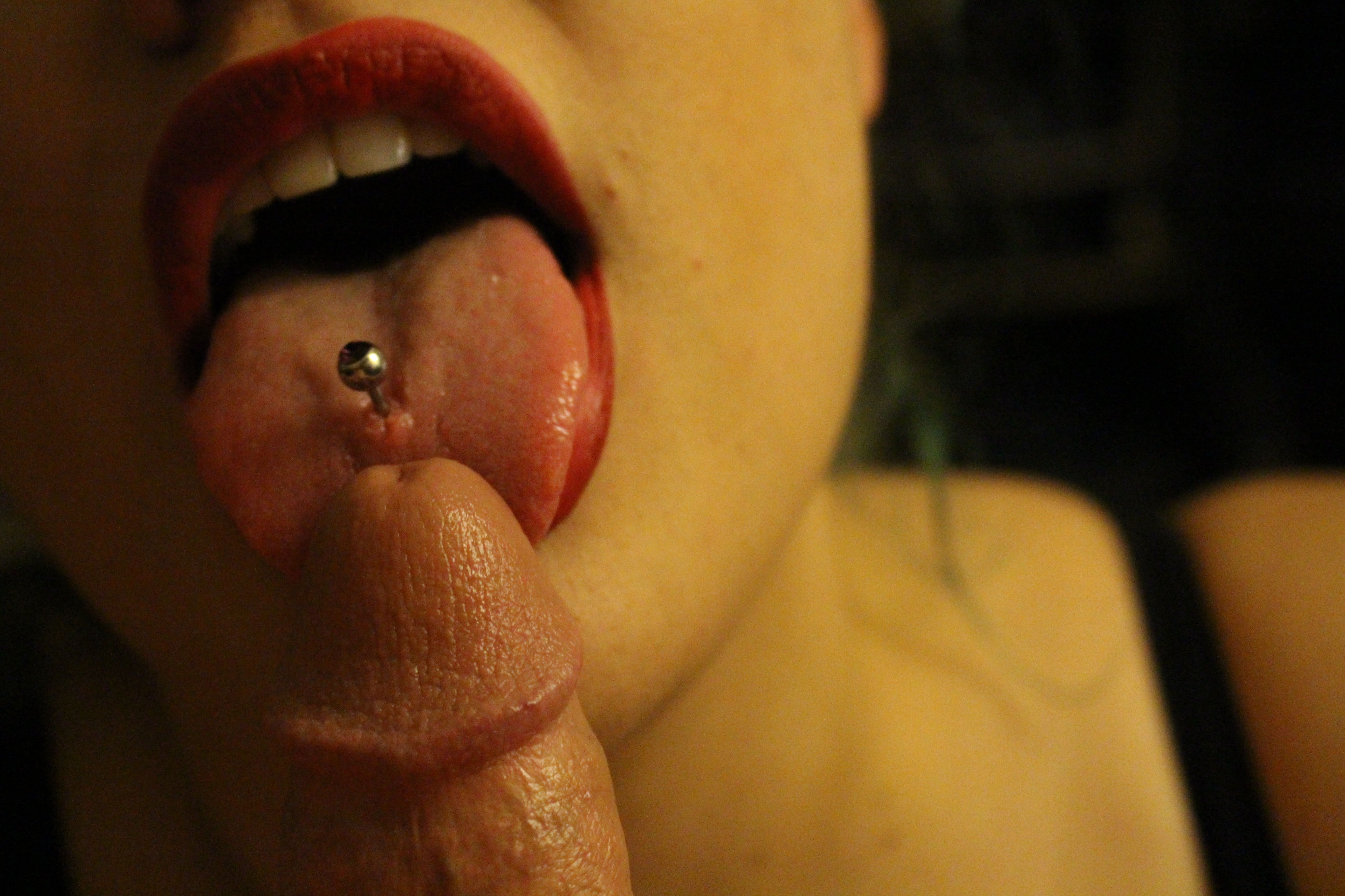 Tongue licking lips
