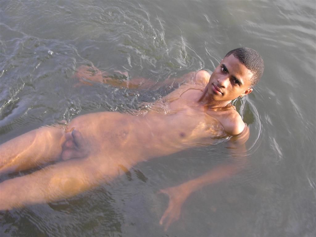 Naked men sex in the river