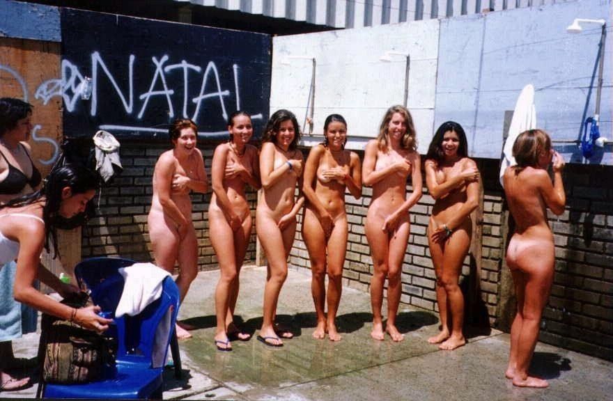 Women caught nude outdoors